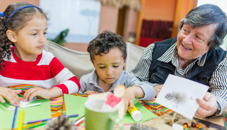 Families Making Craft In Ranger Kids